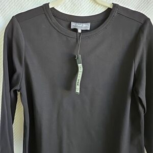 Michael Stars Black Long Sleeve Crew Neck  Cotton Flounce Dress Medium